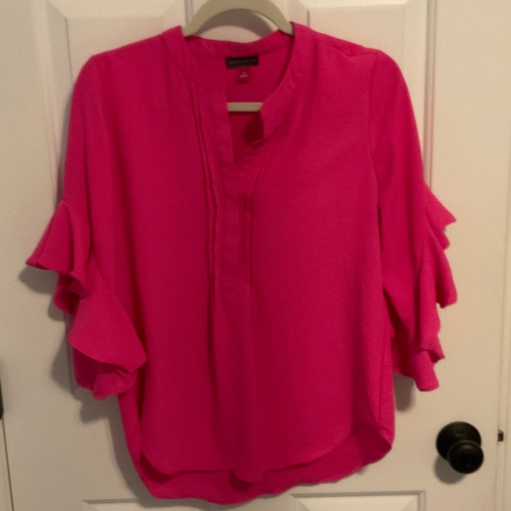 Vince Camuto Bright Fuchsia Ruffle Sleeve Blouse